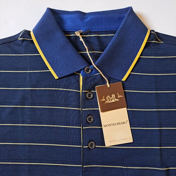 NEW Men's Montechiaro Blue Yellow Polo Shirt Size 50 / M - Picture 7 of 13